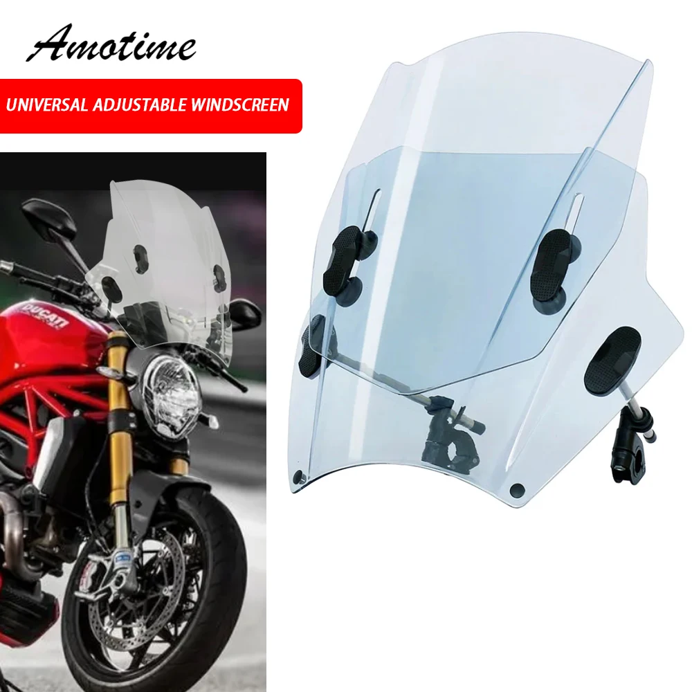 

Motorcycle Windscreen Windshield Universal For DUCATI MONSTER 696 796 821 1100 EVO SCRAMBLER 1100 ICON URBAN ENDURO CLASSIC