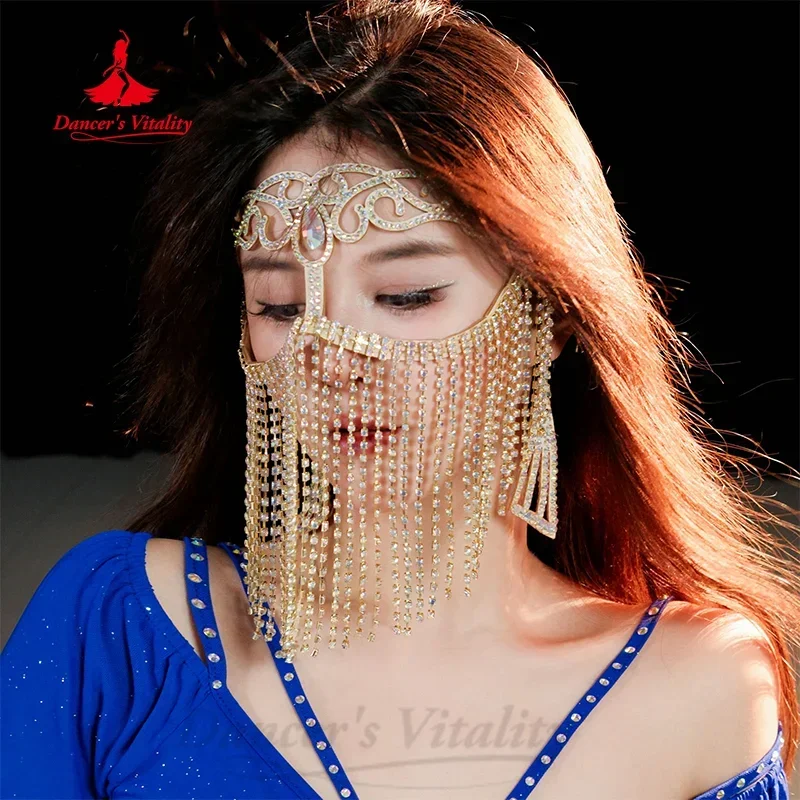 

Belly Dance Face Mask Metal Diamond Chain Veil Indian Dancing Adult Female Competition Accessory Performance Accessories