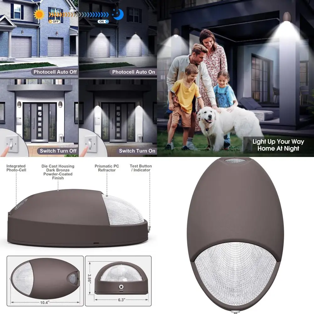 

Коммерческий уличный светодиодный светильник-стенник с резервным питанием от батареи, фотоэлементом, водонепроницаемый, для влажных помещений (120-277В)