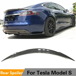 Carbon Fiber Rear Trunk Spoiler Wing For Tesla Model S 2014 - 2019 Car Boot Lip Wing Spoiler