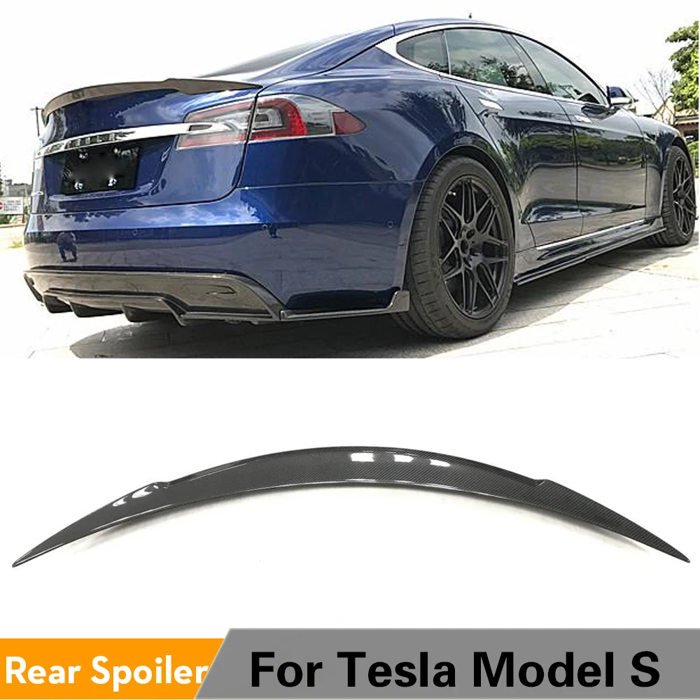 Carbon Fiber Rear Trunk Spoiler Wing For Tesla Model S 2014 - 2019 Car Boot Lip Wing Spoiler