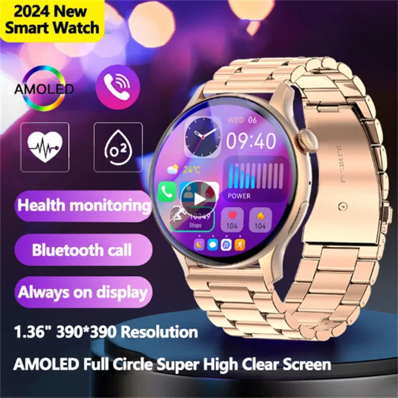 

2024 Bluetooth Call Women Smart Watch NFC AMOLED Full Touch Fitness Watches Sports Smartwatch Lady Clock + box For Android IOS