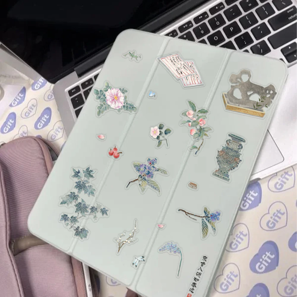 Chinese Style Flower Miniature Scene 3D Landscaping Stickers DIY Scene Stacking and Pasting Hand Account Transparent Stickers