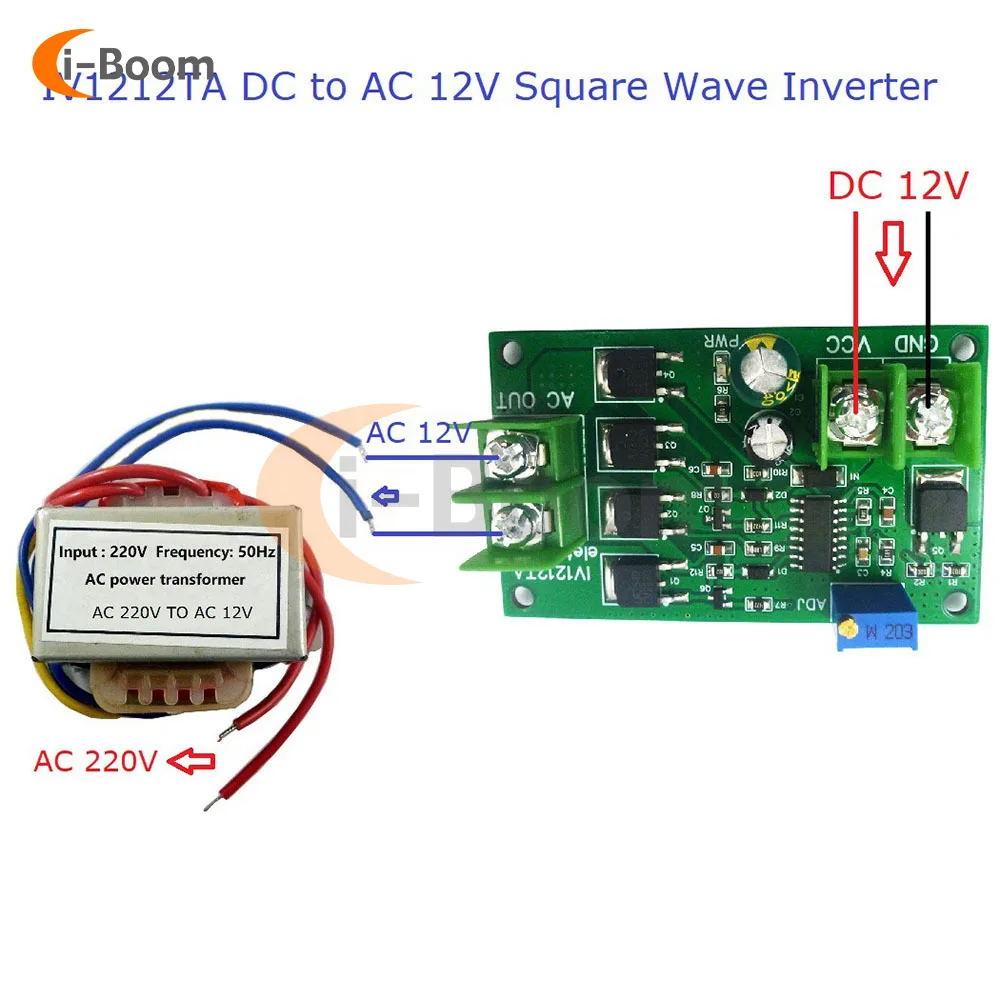 12W DC 12V to AC 220V Inverter Kit Voltage Inverter 50Hz 200W Square Wave Signal Generator Module