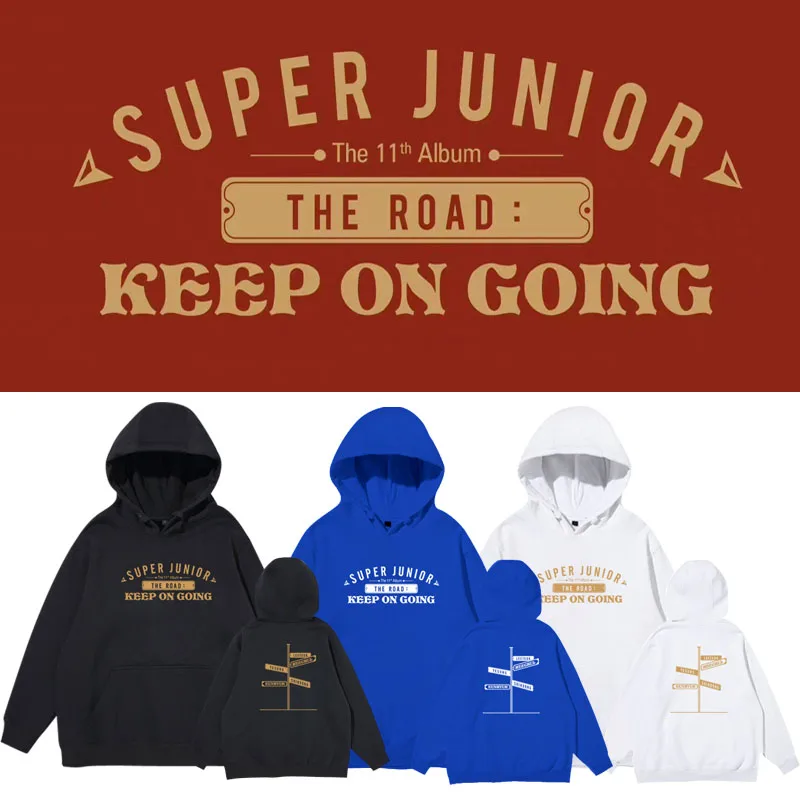 

Super Junior Album the Road Keep on Going Hoodie Sweatirt Cartoon Animation Commute Sle Long Sve Cotton Casual Wear