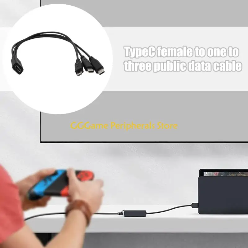 

U55B USB C Chargers Cable Simultaneous 3Device Charging Highly speed Data Transfer Type C/Micros 5pin/Mini 5pin Data Cable
