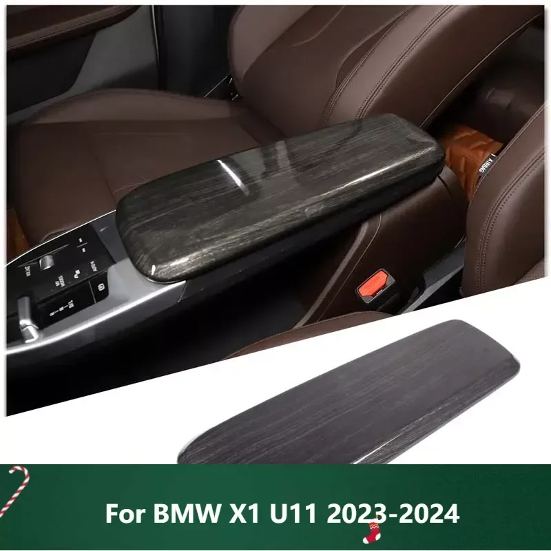 

Car Black wood grain/Carbon fiber Car Seat Armrest Center Console Box Protective Cover Accessories For BMW X1 U11 2023-2024