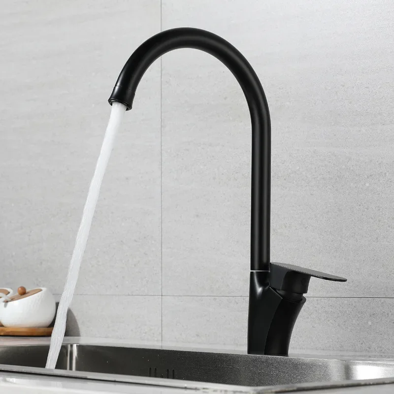 304 stainless steel kitchen faucet for home use, hot and cold, brushed gold and black, sink faucet for washing vegetables