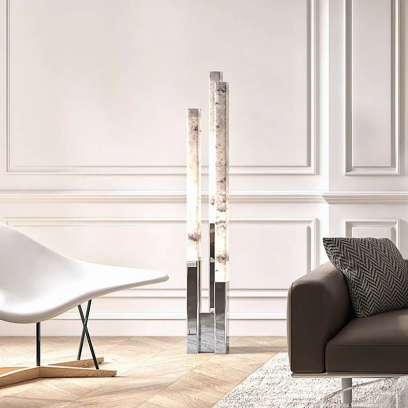 

Exhibition hall imitation marble stainless steel floor lamp hotel villa living room model room standing lamp