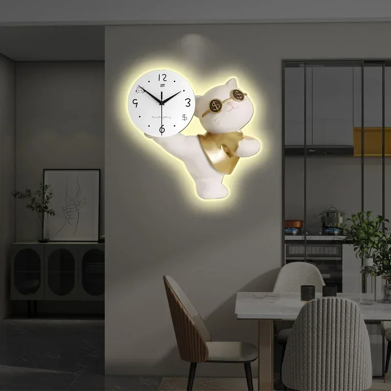 Cartoon Wall Clock Living Room Modern Simple Home Decoration Dining Room Non Drilling Wall Hanging Creative Silent Clock Gift