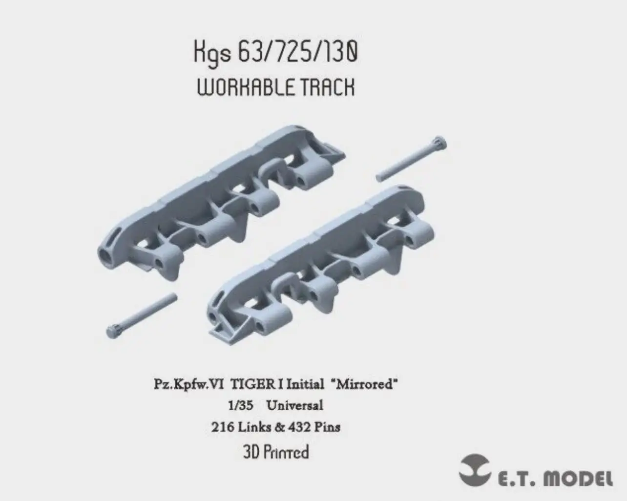 

ET модель P35-005 1/35 TIGER I Initial рабочий трек «зеркальный» (3D-печать)