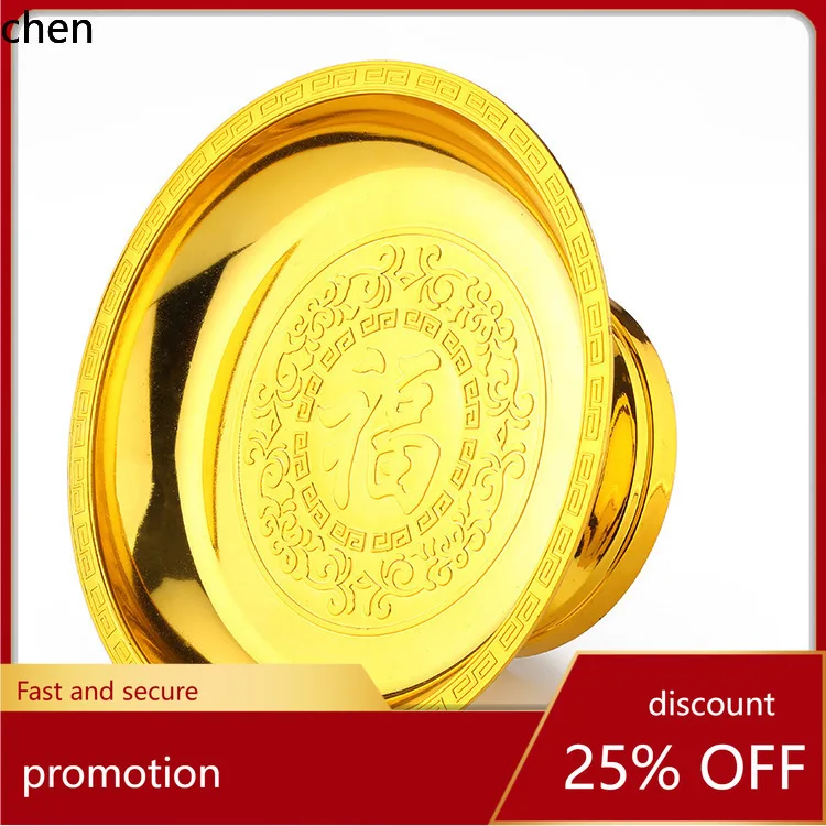 Cz  utensils, offering plate, plastic material, fruit plate, lotus-shaped, golden blessing,  tall plate, offering utensils