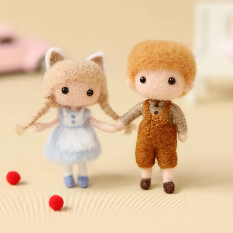 New Poke Wool Felt Handmade DIY Doll Cartoon Cute Couple Boys And Girls Material Kit Plush Toys For Couple Gifts Non-Finished