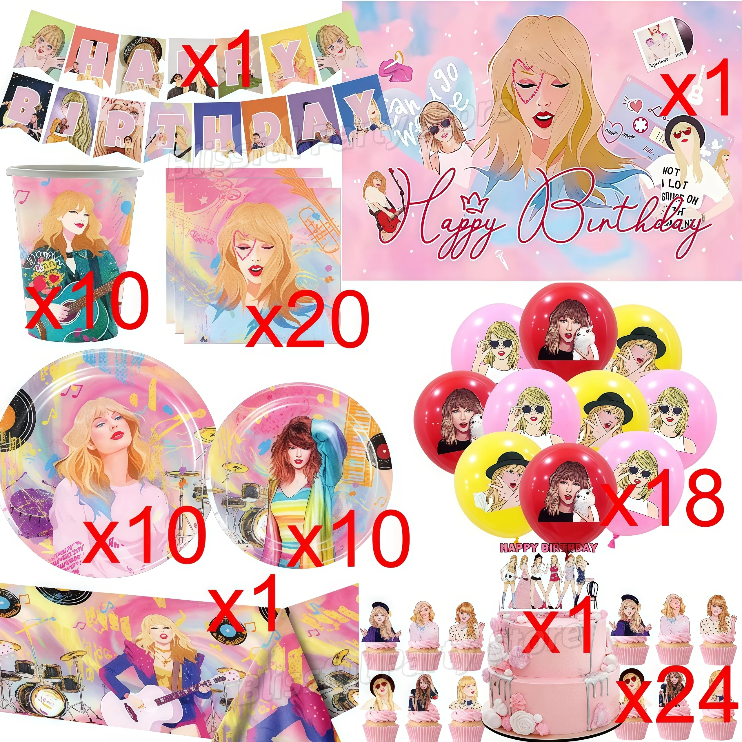 Star Singer Taylored Geburtstag Party Dekor Geschirr Tasse Teller Serviette Sänger Fans Mädchen zugunsten Baby Dusche Dekoration Party Supplie – Detail 8