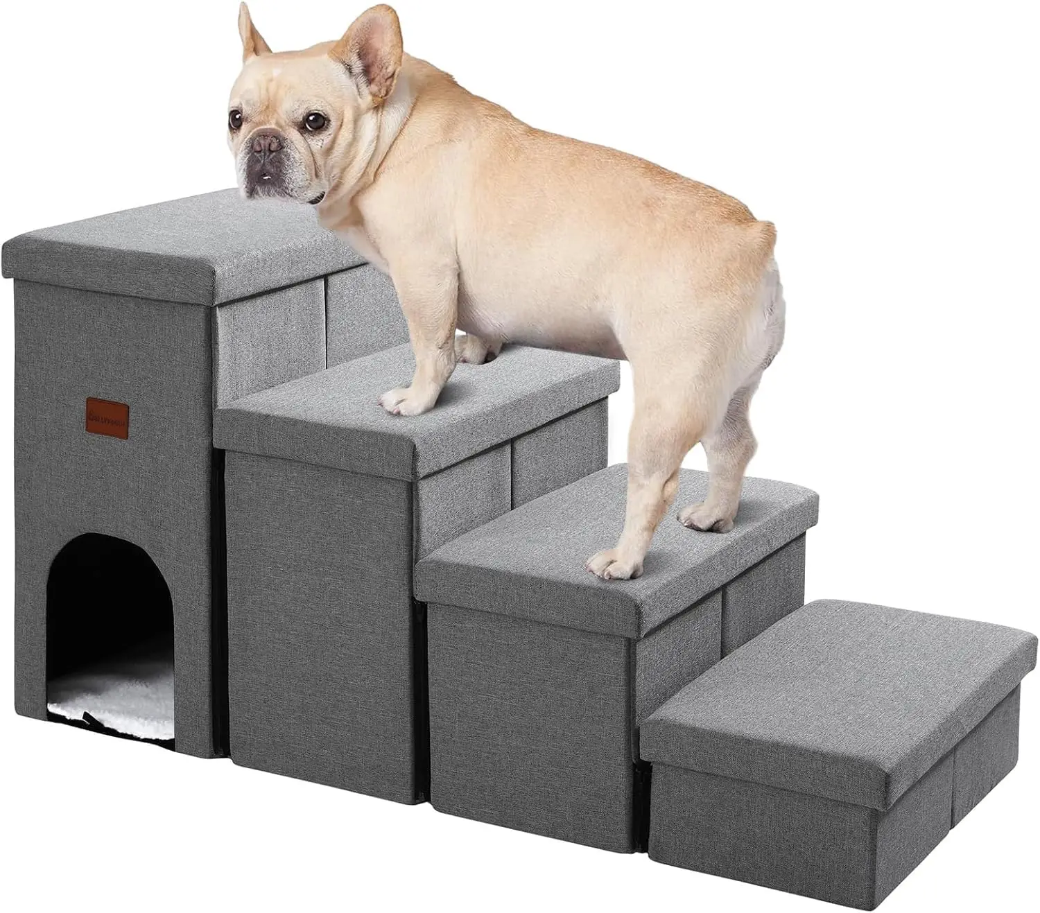 

Small Dog Steps, Cat Stairs With Storage, Non-Slip Dog Steps For Beds Couches, Foldable Pet Stairs Helper For High Beds,