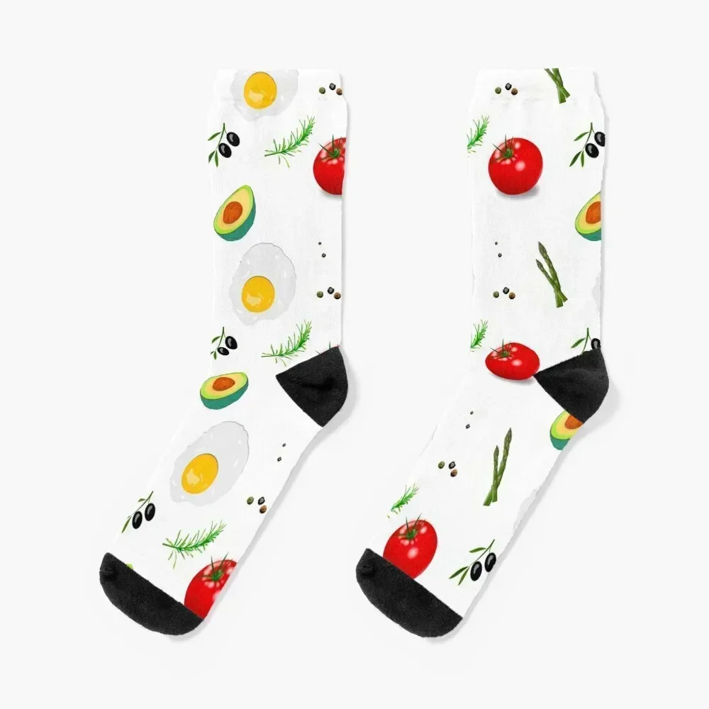 Egg,avocado and tomato pattern Socks Sports custom sports designer brand Socks Female Men's