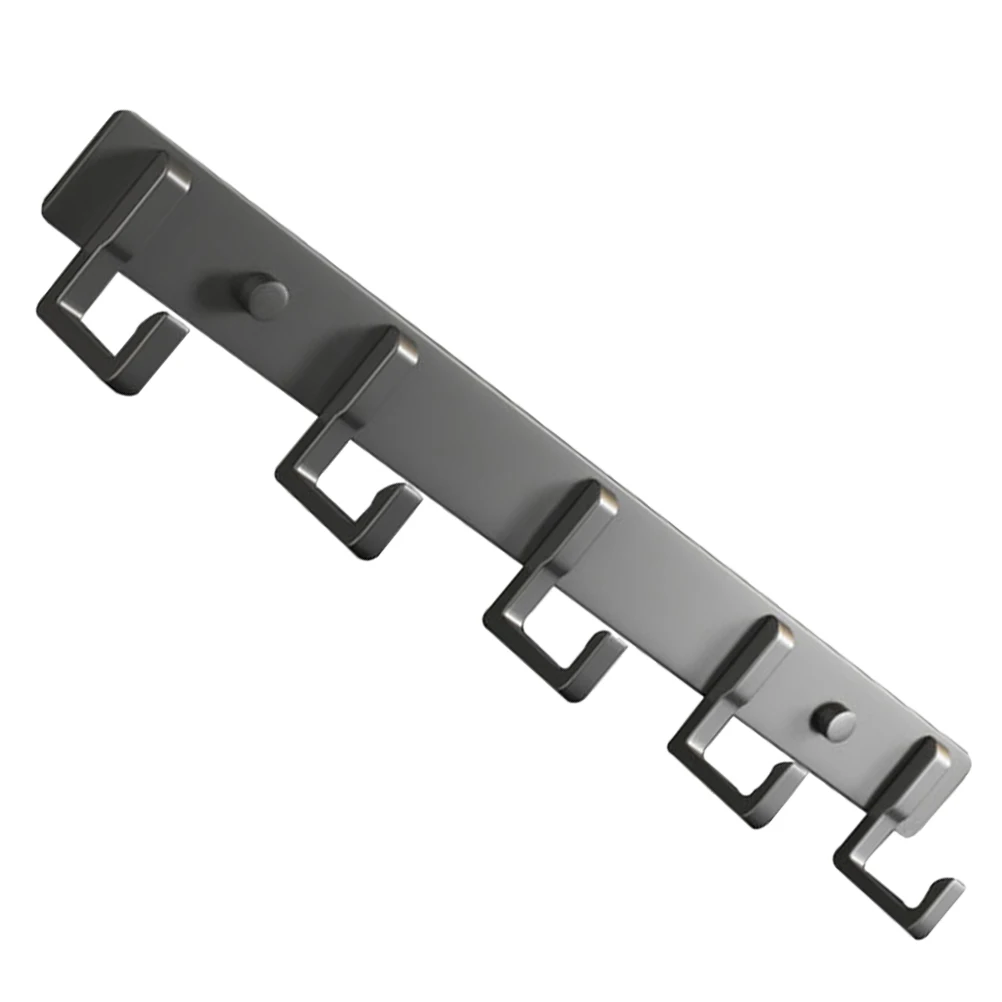 

5 Hooks Nail Free Coat Mount Heavy Duty Metal Hooks Home Storage Aluminum Bath Kitchen Bedroom Entryway