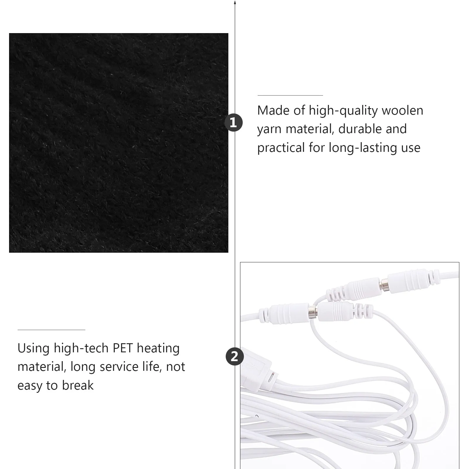 

1 пара перчаток-варежек с USB-подогревом, унисекс, зимние, без пальцев, теплые, вязаные из шерстяной пряжи, электрические термоперчатки