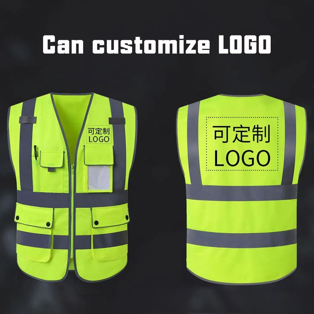 Workwear Vest for Construction Site Safety Protection Multi Pocket Leader Worker Safety Vest Hi Vis Working Clothes