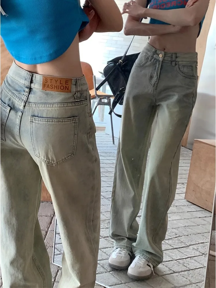 2024 Tailored Jeans For Women Blue Mid Rise Baggy Jeans Woman Balloon Denim Y2k Pants Women Streetwear Casual Women 2000s Jeans