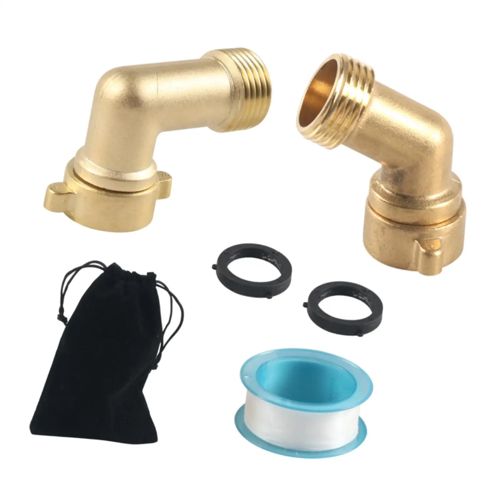 2x Garden Hose Elbow, 45 And 90 Degree, 3/4inch Brass Fitting for RV Outdoor