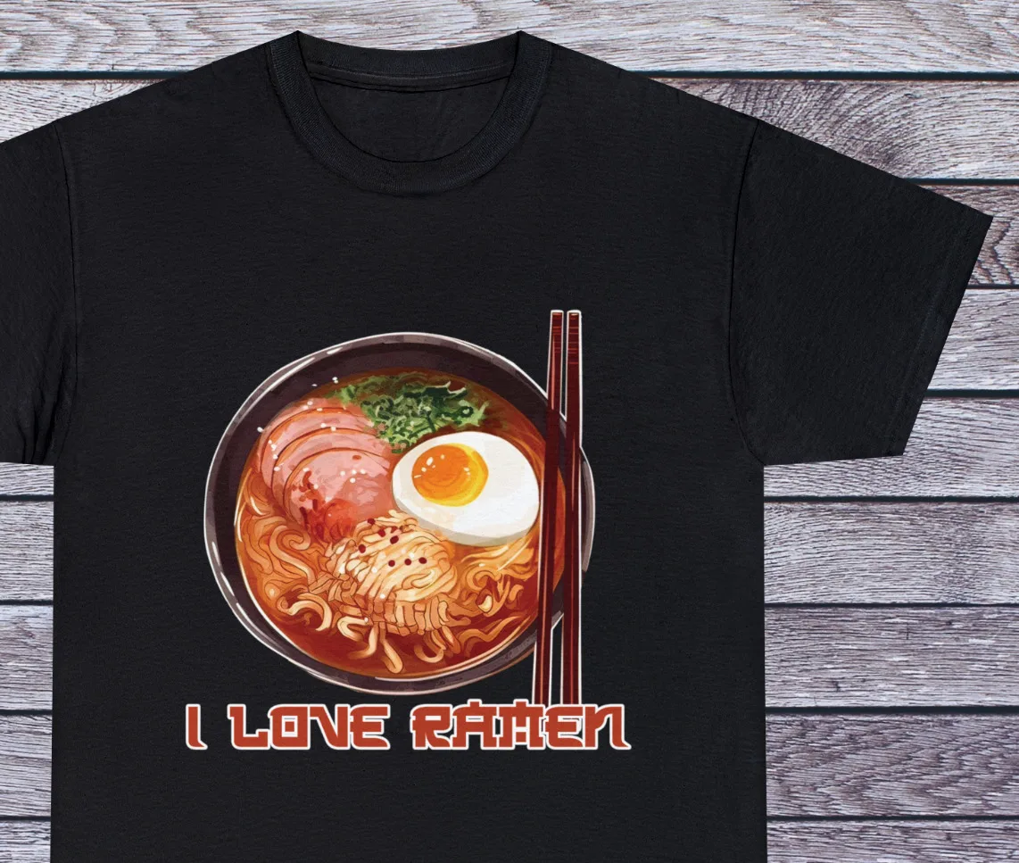 I Love Ramen T Shirt Anime Tee Manga Japanese Clothing Cosplay Otaku