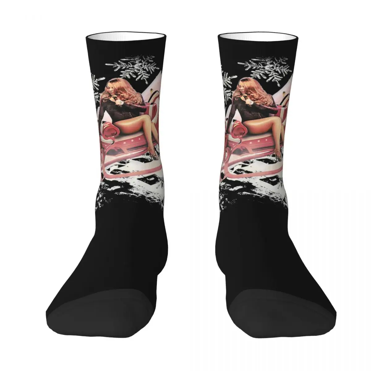 Mariahs Stockings Careys Merry Christmas Printed Funny Socks Spring Non Skid Socks Women Men Running Quality Socks