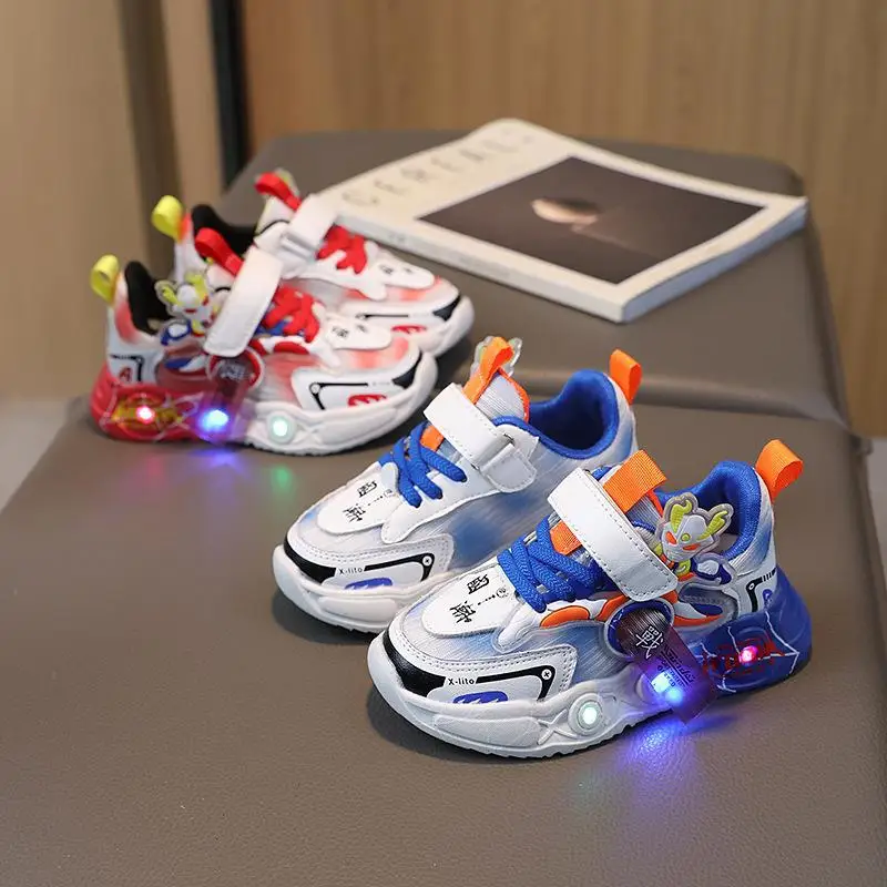 Кроссовки Children Shoe Soft Soled Boys Casual Shoes Breathable Girls Shoes Luminous Sneakers for Kids Fashion Baby Girl Shoes