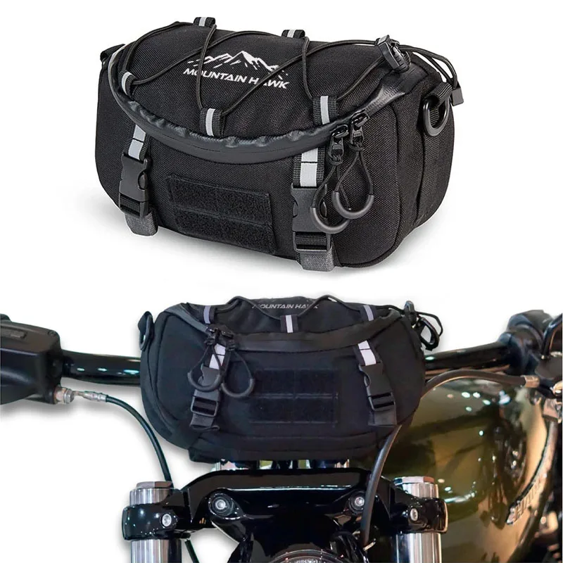 オートバイハンドルバーバッグユニバーサル-3l-モールシステム付きサイクリング旅行ショルダーバッグ収納バッグオートバイアクセサリー