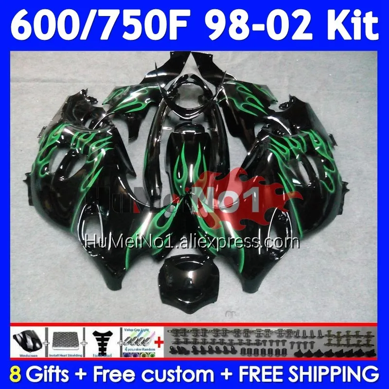 Kit For SUZUKI KATANA GSXF 750 600 GSXF750 114No.64 GSXF600 98 Green flames 99 00 01 02 GSX750F 1998 1999 2000 2001 2002 Fairing