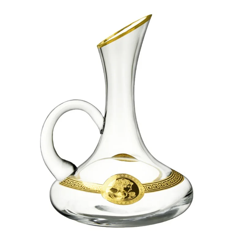 

Real gold flower paper light luxury decanter, European crystal glass red wine decanter