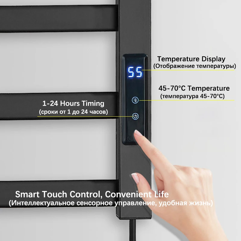 Zwart/Wit Elektrisch Verwarmd Handdoekenrek. Slimme Digitale Display Elektrische Handdoekhouder. Huishoudelijke Badkameraccessoires Handdoekdroger.