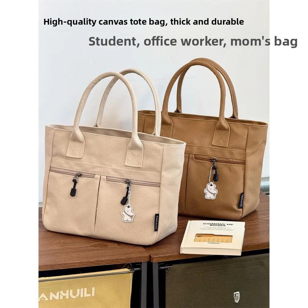 

Large Capacity Canvas Mommy Bag Casual Artistic Women's Bag New Style Versatile Commuting Vegetable Basket Bag Handbag