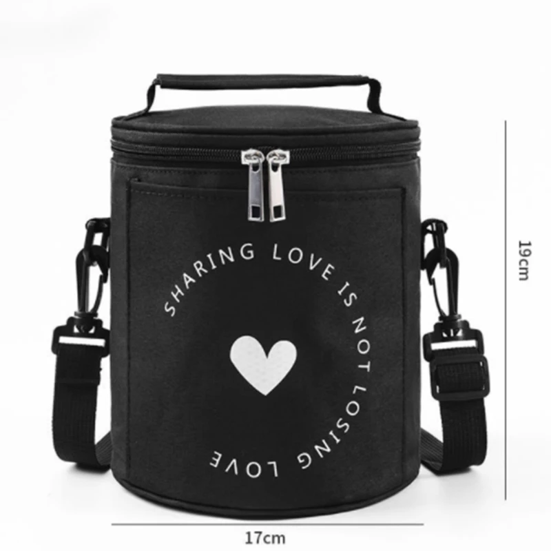 Large-Capacity Portable Lunch Bag Fresh-Keeping Thickened Lunch Box Bag Round Barrel Aluminum Foil Insulation Bags 2024 New