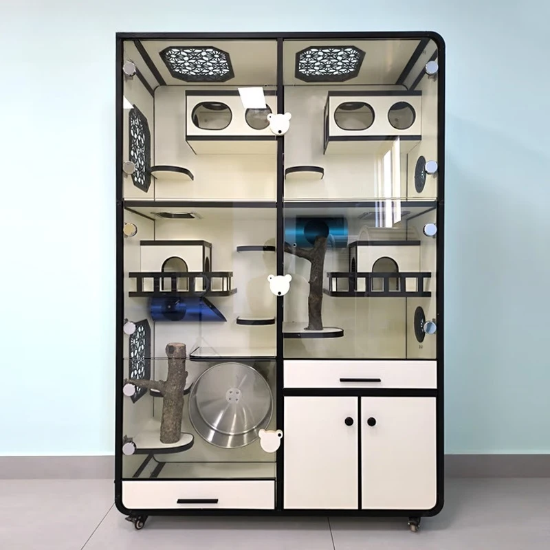 Chinchilla Cage Solid Wood Ice Nest Air Conditioning House, Household Blind Date Cage Villa Castle Pet Cage