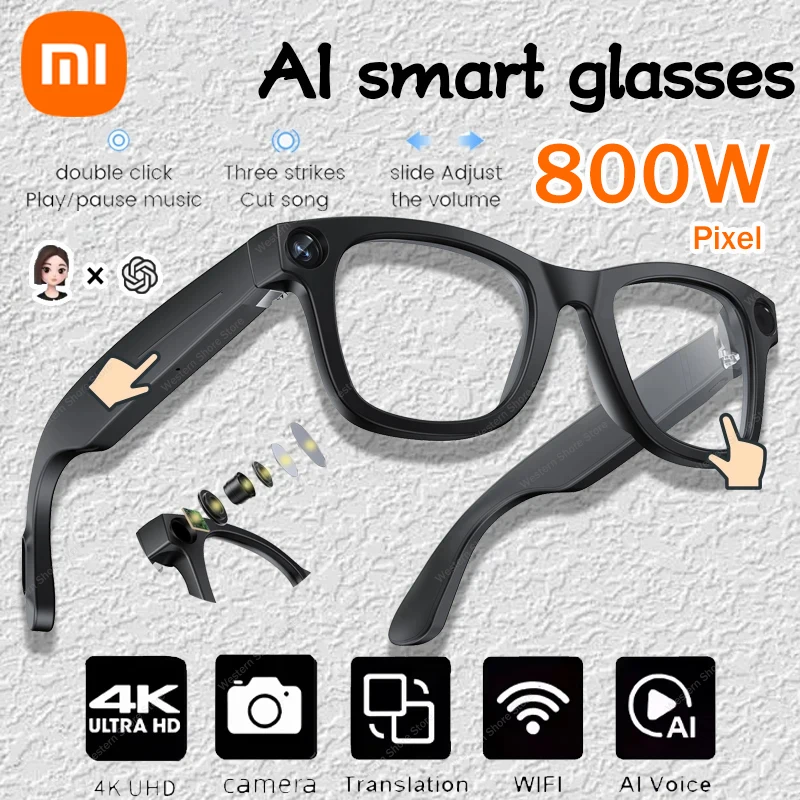 Умные очки Xiaomi 2026 с ИИ, функцией перевода, камерой 8 МП HD, записью видео 4K, голосовыми вызовами и прослушиванием музыки