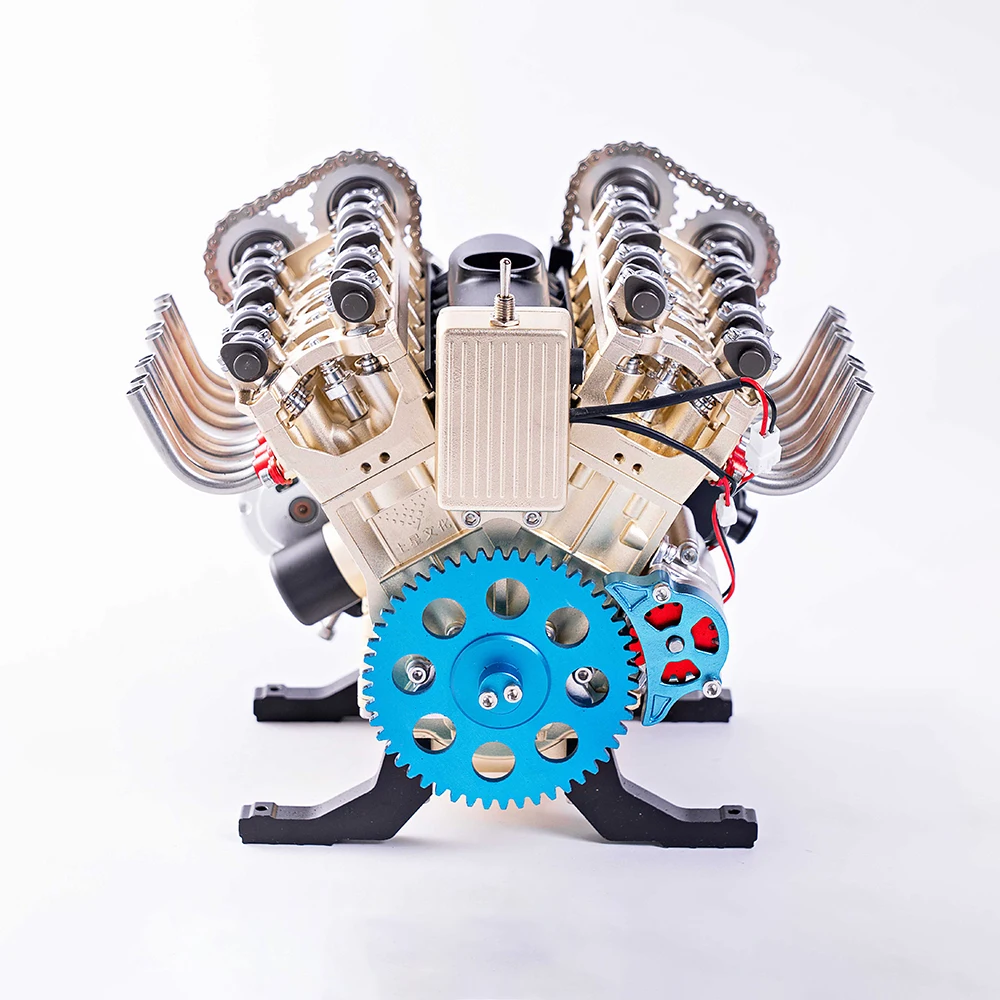 TECHING Simulatie V8 MOTOR Elektrisch Assembleren Model KIT Desktop Decoratieve Ornamenten Volwassenen Kinderspeelgoed Cadeau
