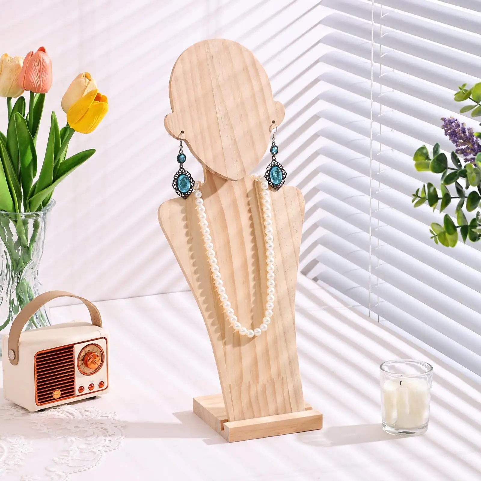 

Necklace Earring Jewelry Set Display Stand Photo Props Versatile Bathroom Ornament Dorm Organizer Necklace Bust Easel Holder