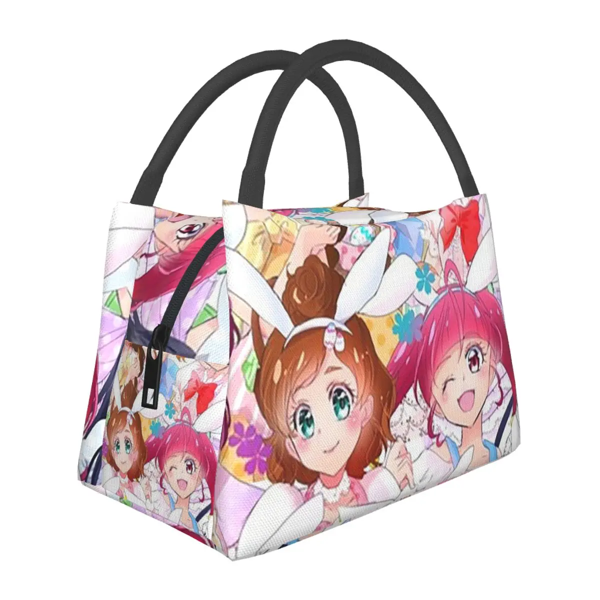 Smile Precure Lunch Bags Insulated Bento Box Portable Lunch Tote Picnic Bags Cooler Thermal Bag for Woman Girl Office