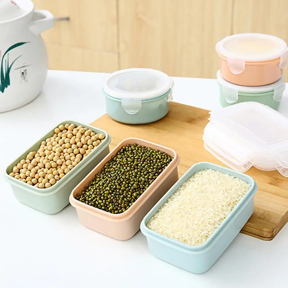 Round/Rectangle Kitchen Organizer Food Storage Container Seal Crisper Lunch Box Airtight Portable Leakproof Large Capacity Box