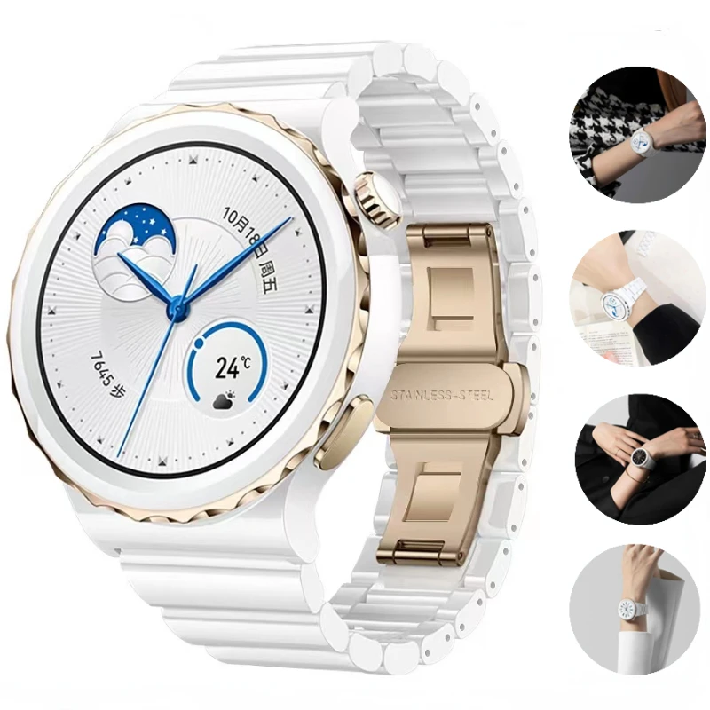 

Ремешок керамический для Samsung Galaxy watch 3 4 5 6 Huawei watch 4 GT2 3, роскошный высококлассный браслет для Amazfit GTR 3 Pro 4, 20 мм 22 мм