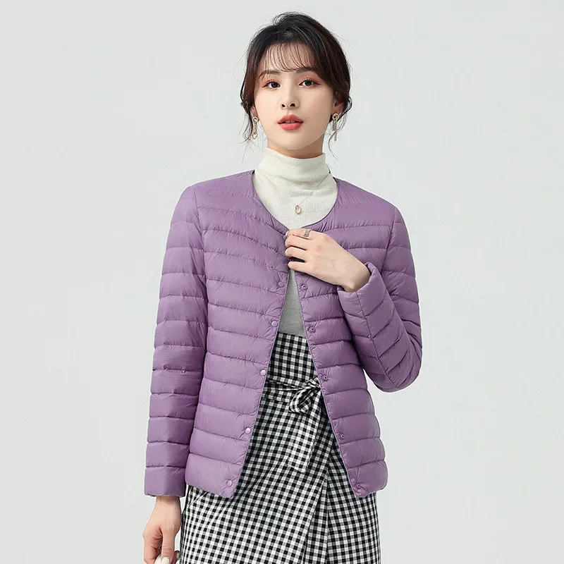 Chaqueta de plumón corta ligera para mujer, modelo fino y cálido a la moda, chaleco de manga larga con núcleo interior, novedad de Otoño Invierno