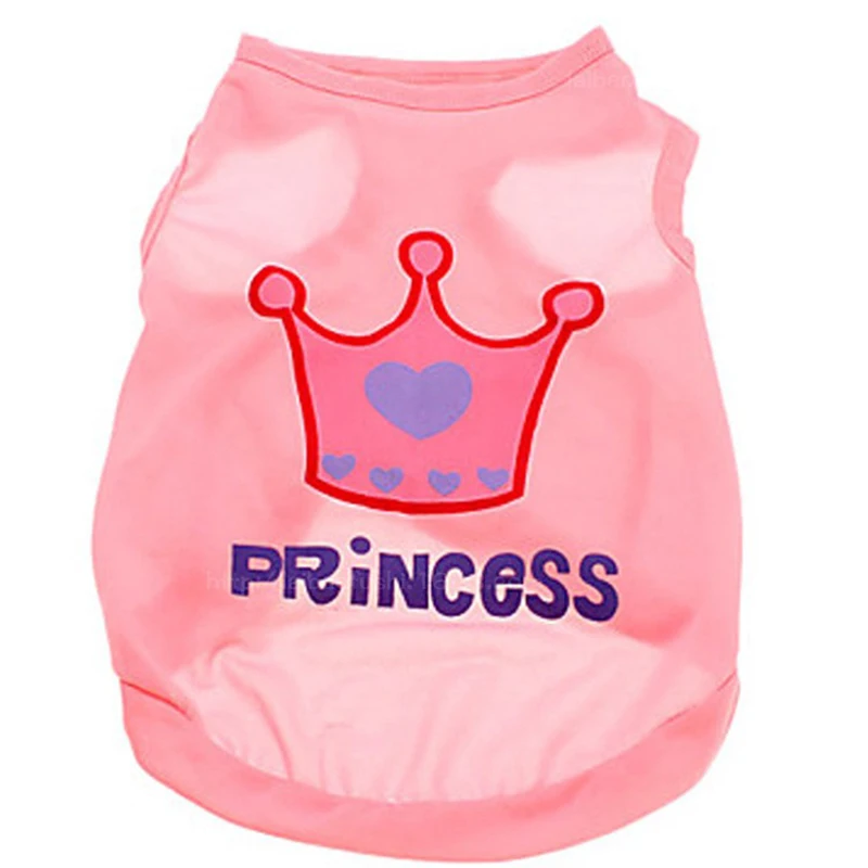 

Pet Supplies Dog Apparel Wholesale Pink Crown Teddy Short Sleeve Puppy Letter Vest Yorkshire Breathable T-Shirt