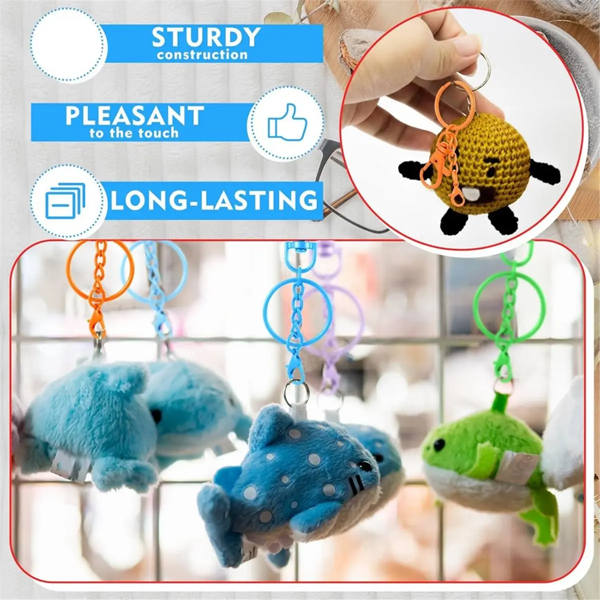 M10K 64-Piece Colorful Swivel Snap Hook Keychain Kit with Lobster Claw Clasps in Random Colors