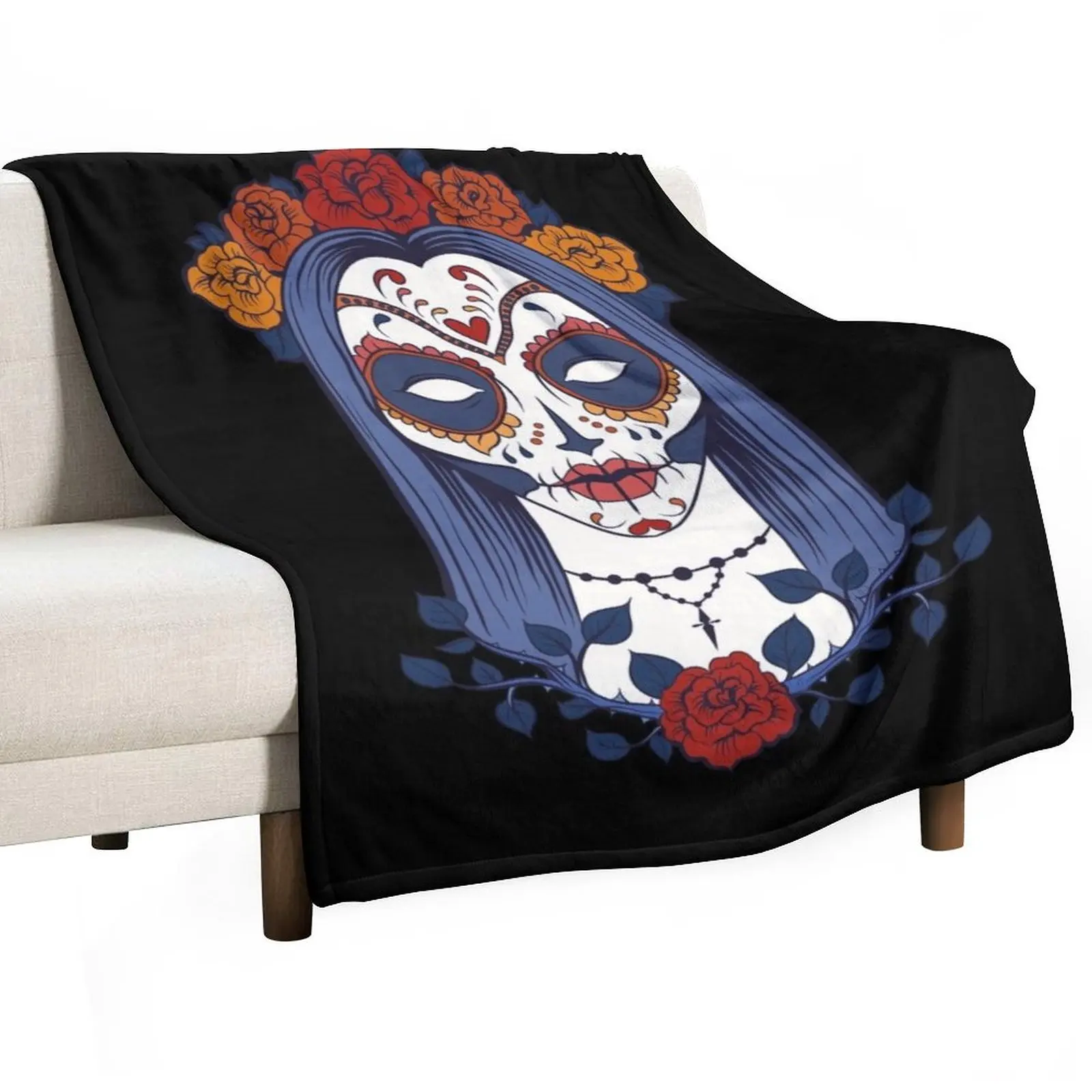 Sugar skull woman Throw Blanket blankets and throws for winter Tourist Blankets