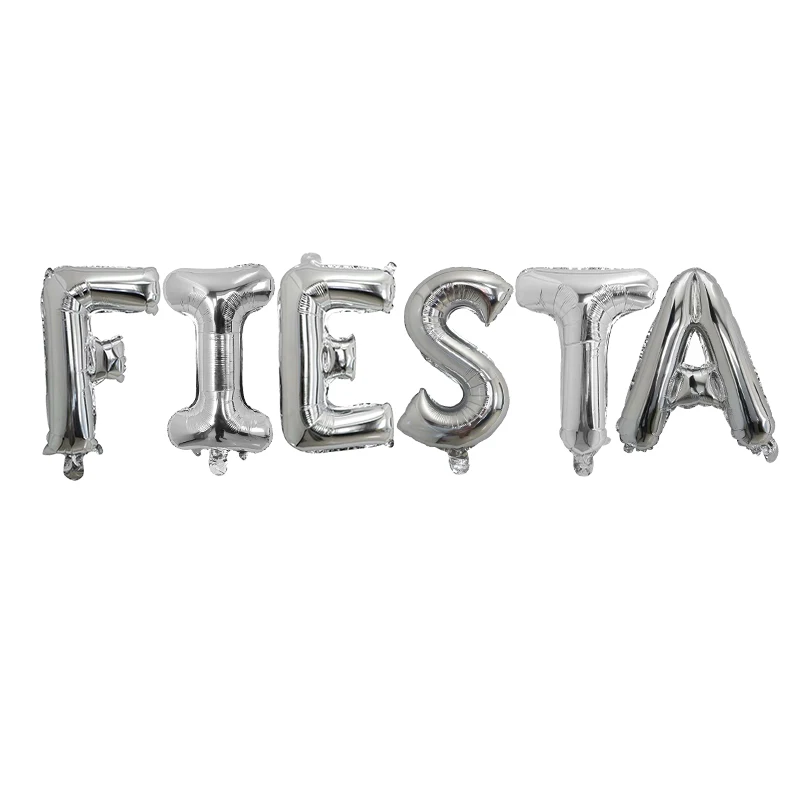 6pcs/set FIESTA Letter Aluminum Balloon Set Gold Rose Gold Mexican Spanish Carnival Party Carnival Alphabet Decoration Balloons