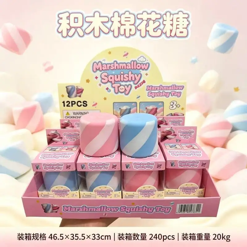 Popular Block Shape Simulation Cotton Candy Squeeze Toy Boxed Soft Tactile Hand Plaything Desktop Ornament Stress Relief Gift