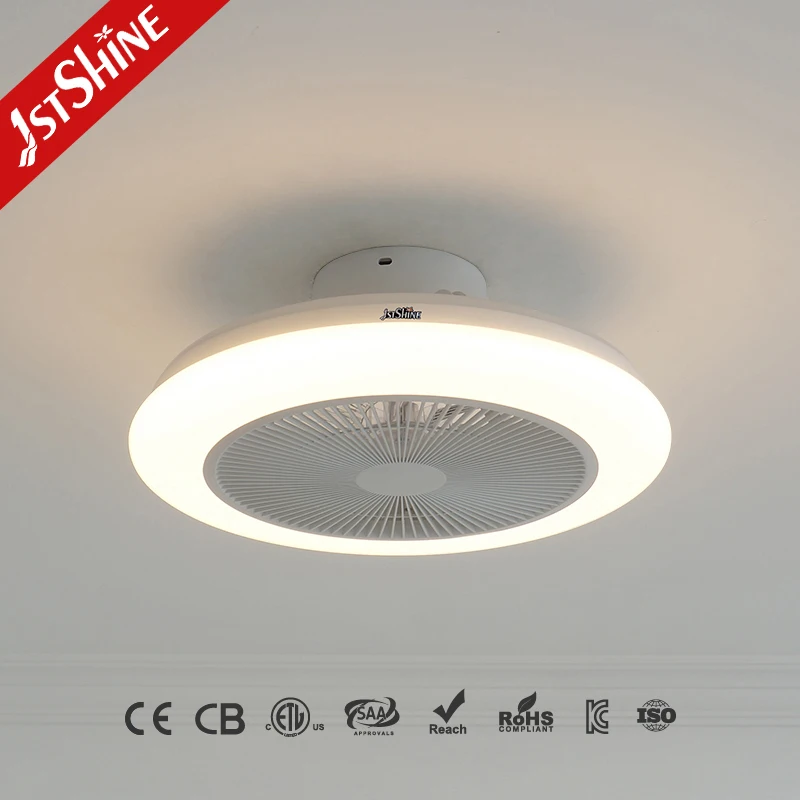 1stshine Led Ceiling Fan 20 Inches RGB Multi-colored Light Hidden Blades Ceiling Fan with Remote