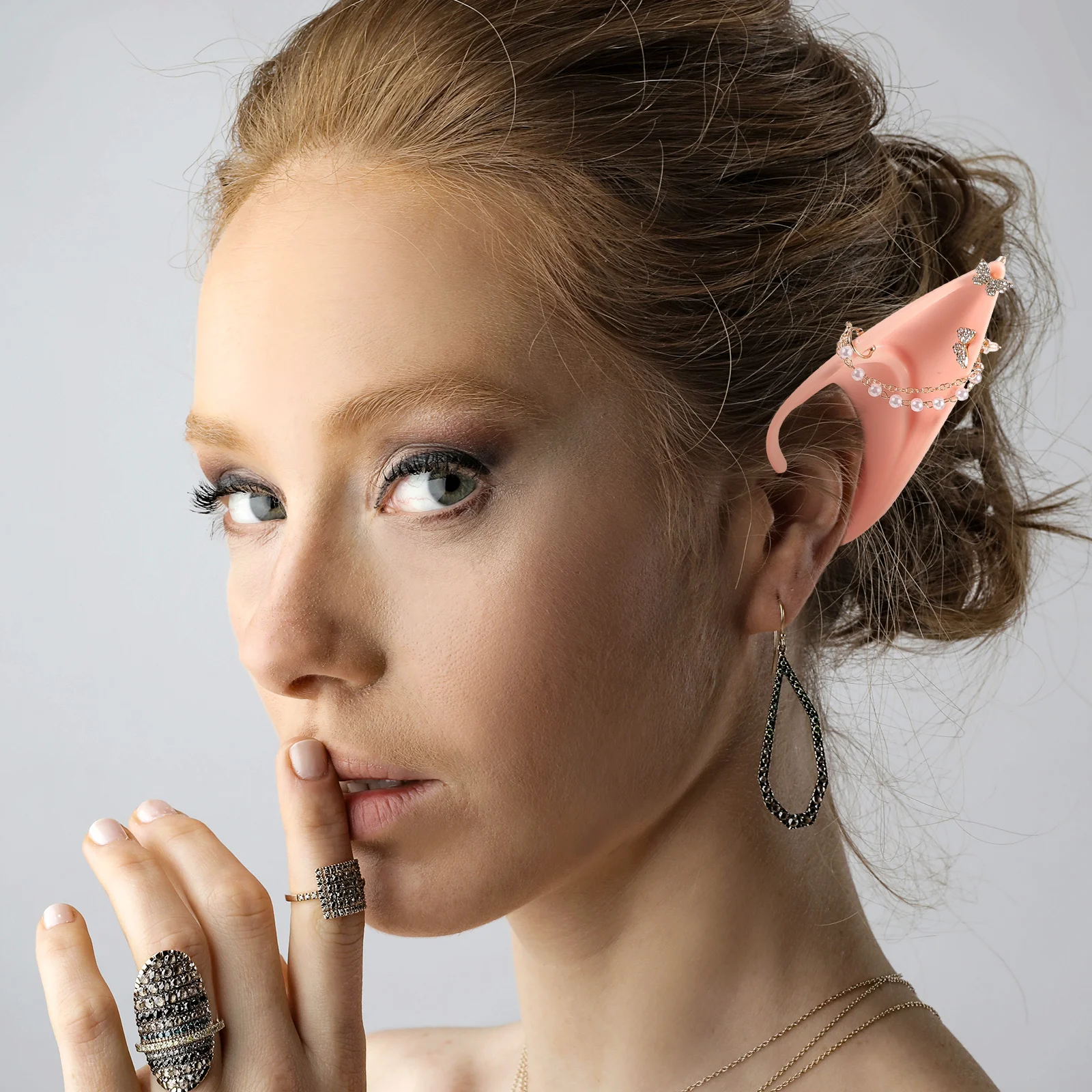 

Pearl Chain Earrings Fairy Costume Accessories Hair Halloween Party Cosplay for Girls