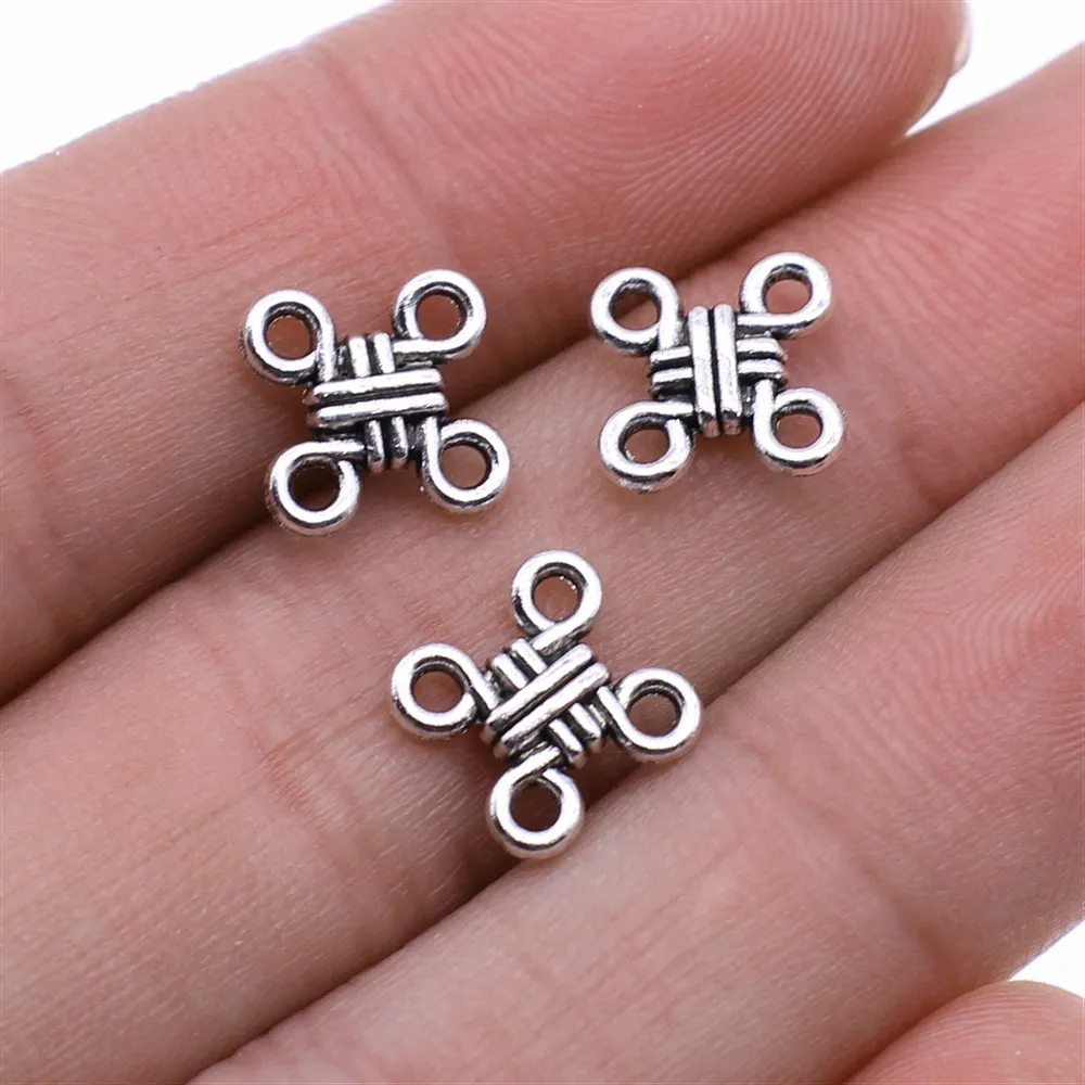 WYSIWYG 20 pièces connecteur de breloques couleur argent Antique connecteur de noeud chinois bricolage accessoires de fabrication de bijoux 12mm
